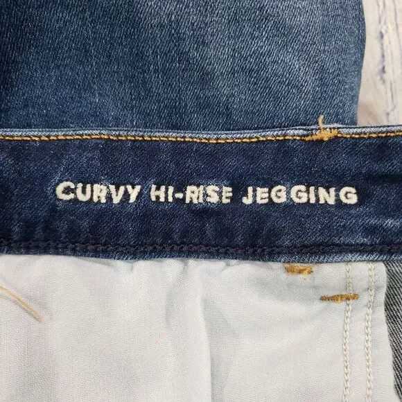 American Eagle WOMENS 14 LONG Curvy Hi Rise Jegging Blue Next Level Stretch - Picture 7 of 14